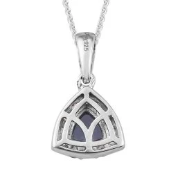 Tanzanite And Natural White Zircon Pendant Necklace 20 Inches In Platinum Over Sterling Silver 1.35 Ctw -Jewelry store 3861917 4