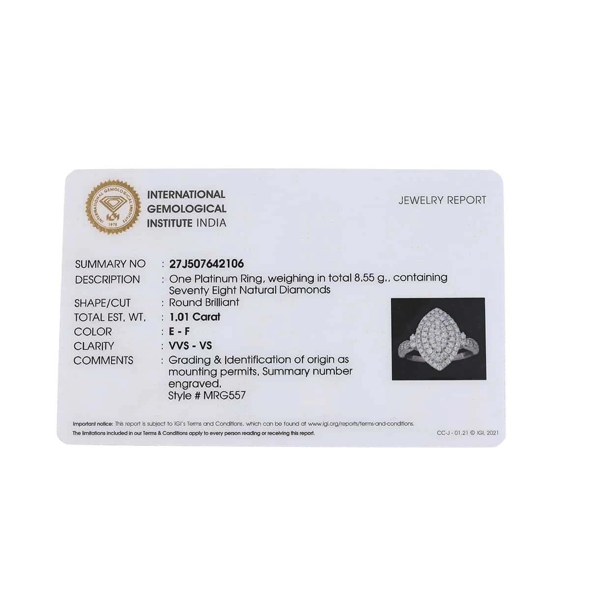 Rhapsody 950 Platinum IGI CERTIFIED Diamond E-F VS Marquise Shape Ring 7.80 Grams 1.00 Ctw 8 Rhapsody 950 Platinum IGI CERTIFIED Diamond E-F VS Marquise Shape Ring 7.80 Grams 1.00 Ctw - Image 6