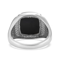 AMERICAN California Black Jade Men's Ring In Stainless Steel 14.20 Ctw -Jewelry store 3862918 4