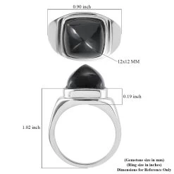 AMERICAN California Black Jade Men's Ring In Stainless Steel 14.20 Ctw -Jewelry store 3862918 5