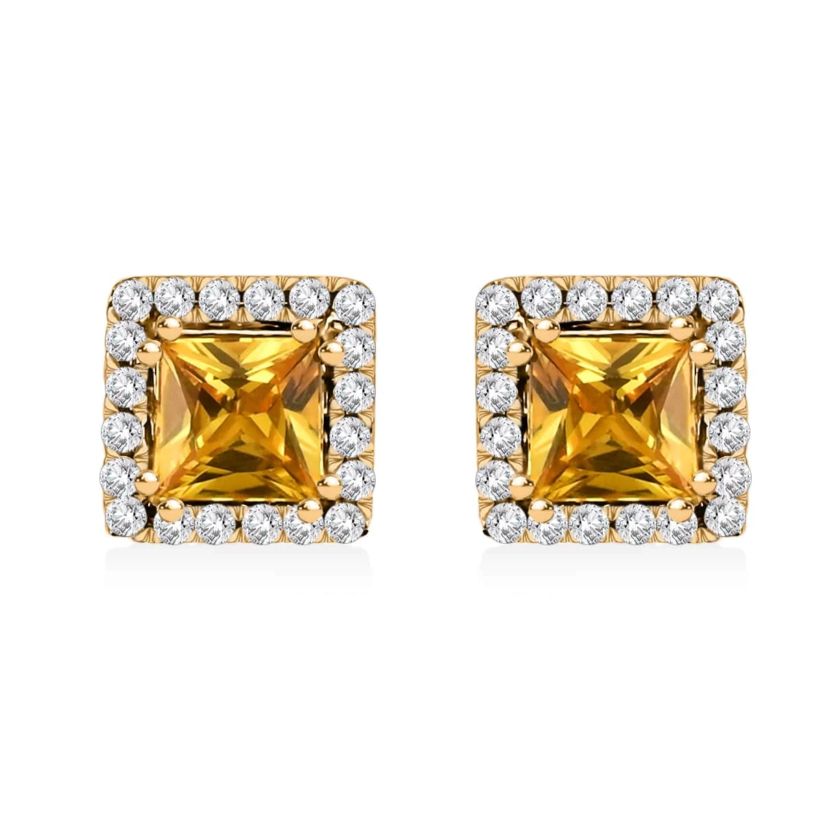 Iliana 18K Yellow Gold AAA Madagascar Yellow Sapphire And G-H SI Diamond Stud Earrings 2.80 Grams 2.00 Ctw 3 Iliana 18K Yellow Gold AAA Madagascar Yellow Sapphire And G-H SI Diamond Stud Earrings 2.80 Grams 2.00 Ctw