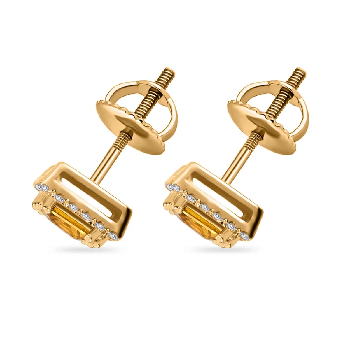 Iliana 18K Yellow Gold AAA Madagascar Yellow Sapphire And G-H SI Diamond Stud Earrings 2.80 Grams 2.00 Ctw 5 Iliana 18K Yellow Gold AAA Madagascar Yellow Sapphire And G-H SI Diamond Stud Earrings 2.80 Grams 2.00 Ctw - Image 3