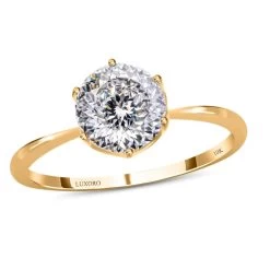 Luxoro 129 Facet Moissanite Solitaire Ring, Moissanite Ring, 10K Yellow Gold Ring, Solitaire Gold Ring, Wedding Ring For Women, Gold Gift For Her 1.75 Ctw