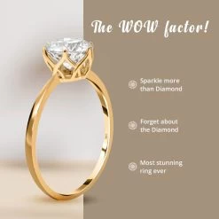 Luxoro 129 Facet Moissanite Solitaire Ring, Moissanite Ring, 10K Yellow Gold Ring, Solitaire Gold Ring, Wedding Ring For Women, Gold Gift For Her 1.75 Ctw -Jewelry store 3879248 3