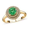 Iliana 18K Yellow Gold AAA Kagem Zambian Emerald And G-H SI Diamond Double Halo Ring 4.50 Grams 1.25 Ctw -Jewelry store 3879896