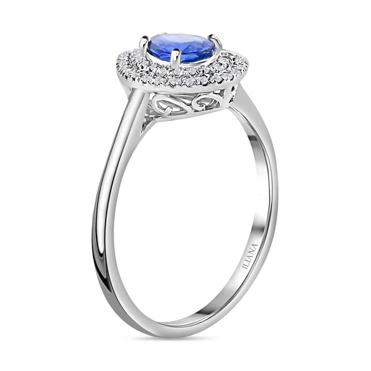 ILIANA 18K White Gold Extremly Rare AAA Royal Ceylon Sapphire, Diamond (G-H, SI) (0.26 Cts) Ring (3.75 G) 1.30 Ctw 5 ILIANA 18K White Gold Extremly Rare AAA Royal Ceylon Sapphire, Diamond (G-H, SI) (0.26 Cts) Ring (3.75 G) 1.30 Ctw - Image 3