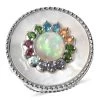 Ethiopian Welo Opal And Multi Gemstone Double Circle Ring In Rhodium Over Sterling Silver 8.45 Grams 2.40 -Jewelry store 3884198