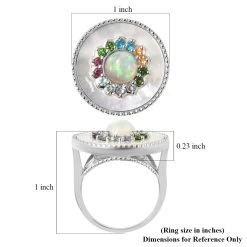 Ethiopian Welo Opal And Multi Gemstone Double Circle Ring In Rhodium Over Sterling Silver 8.45 Grams 2.40 -Jewelry store 3884198 5