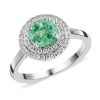 Certified & Appraised RHAPSODY 950 Platinum AAAA Boyaca Colombian Emerald And E-F VS Diamond Double Halo Ring 5.30 Grams 1.20 Ctw -Jewelry store 3887249