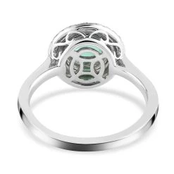 Certified & Appraised RHAPSODY 950 Platinum AAAA Boyaca Colombian Emerald And E-F VS Diamond Double Halo Ring 5.30 Grams 1.20 Ctw -Jewelry store 3887249 4