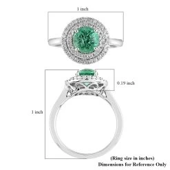 Certified & Appraised RHAPSODY 950 Platinum AAAA Boyaca Colombian Emerald And E-F VS Diamond Double Halo Ring 5.30 Grams 1.20 Ctw -Jewelry store 3887249 5