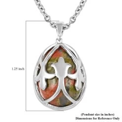 Unakite Pendant Necklace (18-20 Inches) In Silvertone And Stainless Steel 20.00 Ctw , Tarnish-Free, Waterproof, Sweat Proof Jewelry -Jewelry store 4004677 5