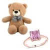 Luxoro 10K Rose Gold Asscher-Cut Pink Moissanite Solitaire Ring With Teddy Bear Packaging 2.50 Ctw -Jewelry store 4004706
