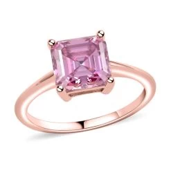 Luxoro 10K Rose Gold Asscher-Cut Pink Moissanite Solitaire Ring With Teddy Bear Packaging 2.50 Ctw -Jewelry store 4004706 3