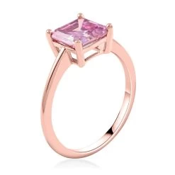 Luxoro 10K Rose Gold Asscher-Cut Pink Moissanite Solitaire Ring With Teddy Bear Packaging 2.50 Ctw -Jewelry store 4004706 4