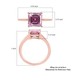 Luxoro 10K Rose Gold Asscher-Cut Pink Moissanite Solitaire Ring With Teddy Bear Packaging 2.50 Ctw -Jewelry store 4004706 5