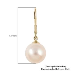 10K Yellow Gold White Edison Pearl Solitaire Lever Back Earrings With Teddy Bear Packaging -Jewelry store 4004715 5