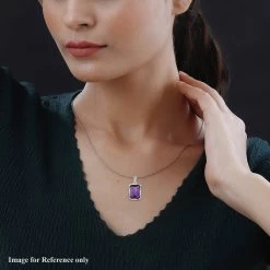 Lusaka Amethyst Solitaire Pendant Necklace 20 Inches In Platinum Over Sterling Silver 11.35 Ctw -Jewelry store 4096628 2