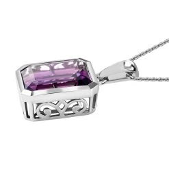Lusaka Amethyst Solitaire Pendant Necklace 20 Inches In Platinum Over Sterling Silver 11.35 Ctw -Jewelry store 4096628 3