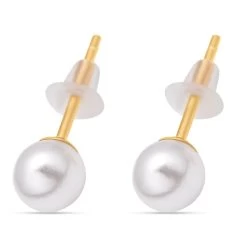 Cheryl Exclusive Pick White Shell Pearl And Simulated Diamond Set Of 3 J-Hoop, Drop & Stud Interchangeable Earrings In 14K Yellow Gold Over Sterling Silver 0.65 Ctw -Jewelry store 4113894 5