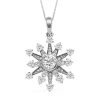 Simulated Diamond Star Burst Inspired Spinner Starburst Snowflake Pendant In Rhodium Over Sterling Silver With Stainless Steel Necklace (20 Inches) 1.50 Ctw -Jewelry store 4114132