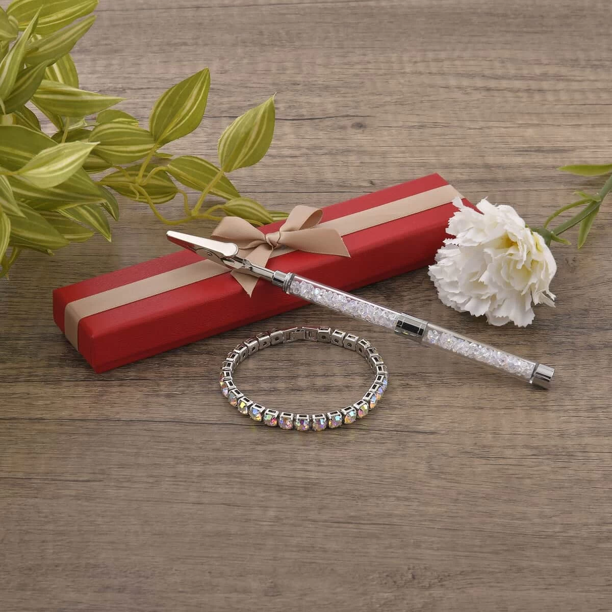 Aurora Borealis Color Austrian Crystal Tennis Bracelet (7.50In) And Bracelet Buddy In SilvertoneAurora Borealis Color Austrian Crystal Tennis Bracelet (7.50In) And Bracelet Buddy In Silverto 4 Aurora Borealis Color Austrian Crystal Tennis Bracelet (7.50In) And Bracelet Buddy In SilvertoneAurora Borealis Color Austrian Crystal Tennis Bracelet (7.50In) And Bracelet Buddy In Silverto - Image 2