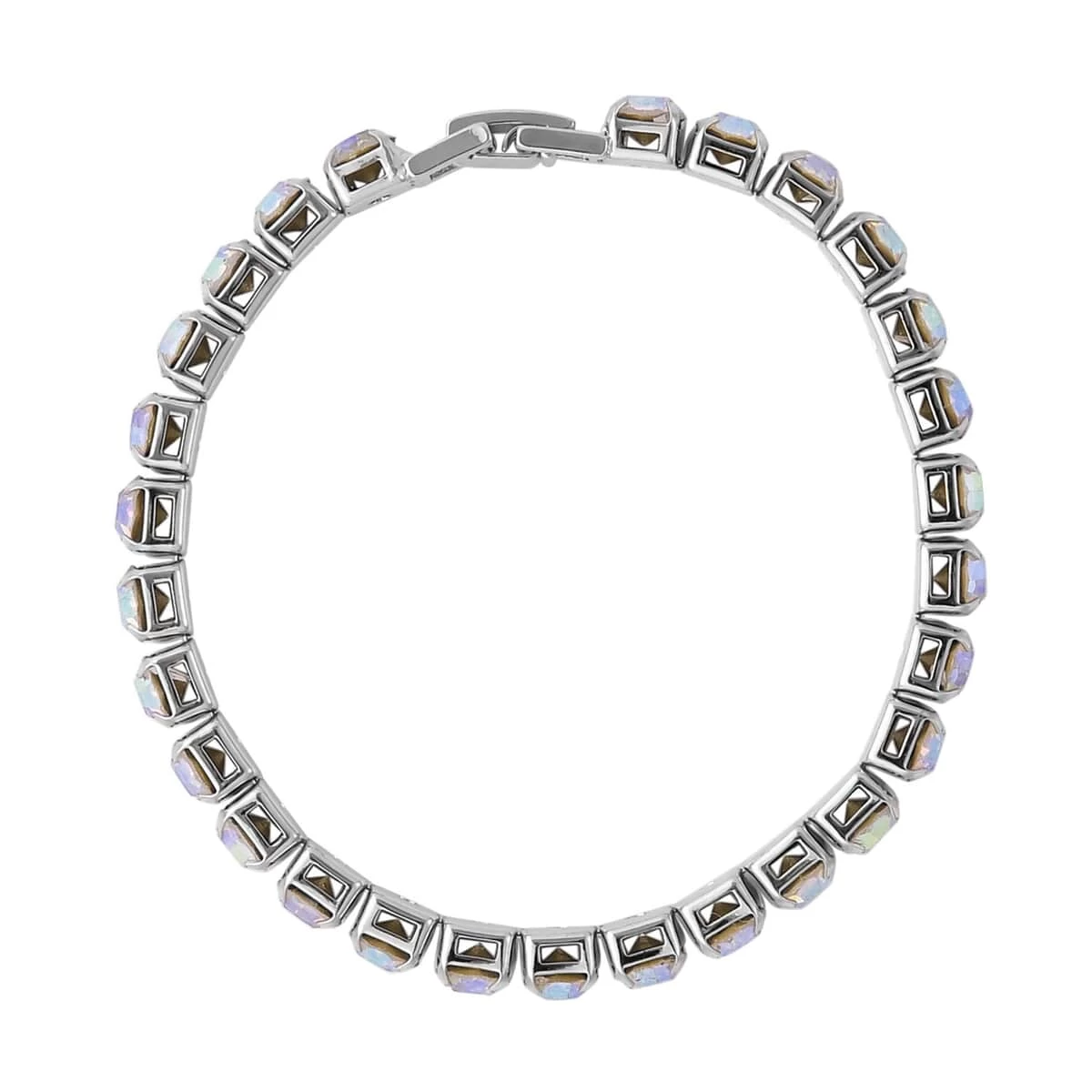 Aurora Borealis Color Austrian Crystal Tennis Bracelet (7.50In) And Bracelet Buddy In SilvertoneAurora Borealis Color Austrian Crystal Tennis Bracelet (7.50In) And Bracelet Buddy In Silverto 6 Aurora Borealis Color Austrian Crystal Tennis Bracelet (7.50In) And Bracelet Buddy In SilvertoneAurora Borealis Color Austrian Crystal Tennis Bracelet (7.50In) And Bracelet Buddy In Silverto - Image 4
