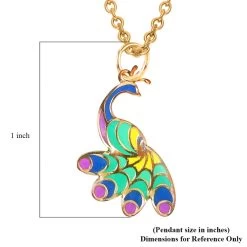 14K Yellow Gold Multi Enamel Peacock Pendant With Necklace 16-18 Inches 1.30 Grams -Jewelry store 4137169 5