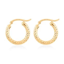 14K Yellow Gold 20X3mm Diamond-Cut Hoop Earrings With Teddy Bear Packaging -Jewelry store 4138507 3