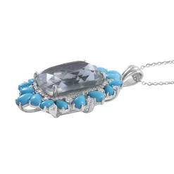 AAA Montezuma Prasiolite And Multi Gemstone Pendant Necklace 18 Inches In Platinum Over Sterling Silver 25.65 Ctw -Jewelry store 4142314 2