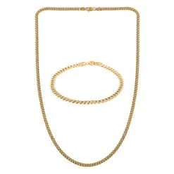 10K Yellow Gold 3.75 Mm Miami Cuban Chain Bracelet (8.0In) And Necklace 20 Inches 9.50 Grams