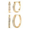 Set Of 2 Diamond Earrings In 14K YG Over Sterling Silver 0.25 Ctw -Jewelry store 4145472