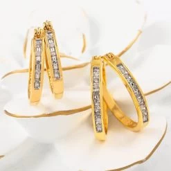 Set Of 2 Diamond Earrings In 14K YG Over Sterling Silver 0.25 Ctw 6 Set Of 2 Diamond Earrings In 14K YG Over Sterling Silver 0.25 Ctw -Jewelry store 4145472 1