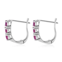 Madagascar Blue Sapphire (DF), Chrome Diopside, Niassa Ruby (FF) Set Of 3 Earrings In Platinum Over Sterling Silver 4.35 Ctw -Jewelry store 4153919 2