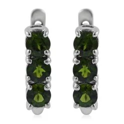 Madagascar Blue Sapphire (DF), Chrome Diopside, Niassa Ruby (FF) Set Of 3 Earrings In Platinum Over Sterling Silver 4.35 Ctw -Jewelry store 4153919 3