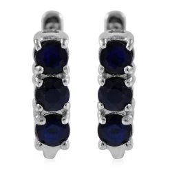 Madagascar Blue Sapphire (DF), Chrome Diopside, Niassa Ruby (FF) Set Of 3 Earrings In Platinum Over Sterling Silver 4.35 Ctw -Jewelry store 4153919 5