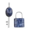 Dark Blue Sodalite Set Of 2 Lock And Key Pendant In Silvertone 26.45 Ctw 1 Dark Blue Sodalite Set Of 2 Lock And Key Pendant In Silvertone 26.45 Ctw -Jewelry store 4155478
