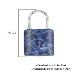 Dark Blue Sodalite Set Of 2 Lock And Key Pendant In Silvertone 26.45 Ctw -Jewelry store 4155478 5