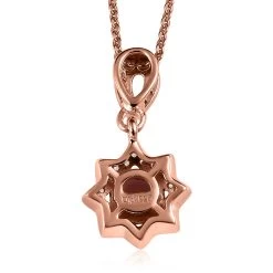 Red Rose Apatite And White Zircon Floral Pendant Necklace 20 Inches In Vermeil Rose Gold Over Sterling Silver 1.00 Ctw -Jewelry store 4157647 4