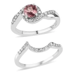 Red Rose Apatite Set Of 2 Ring In Platinum Over Sterling Silver 0.85 Ctw -Jewelry store 4159205 3