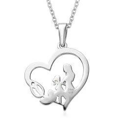 Mom And Baby Pendant In 14K Yellow Gold Over And Sterling Silver With Stainless Steel Necklace 20 Inches -Jewelry store 4164497 4