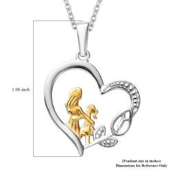 Mom And Baby Pendant In 14K Yellow Gold Over And Sterling Silver With Stainless Steel Necklace 20 Inches -Jewelry store 4164497 6