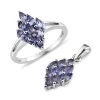 Tanzanite Cluster Ring And Pendant In Platinum Over Sterling Silver (Del. In 7-10 Days) 1.75 Ctw -Jewelry store 4165737