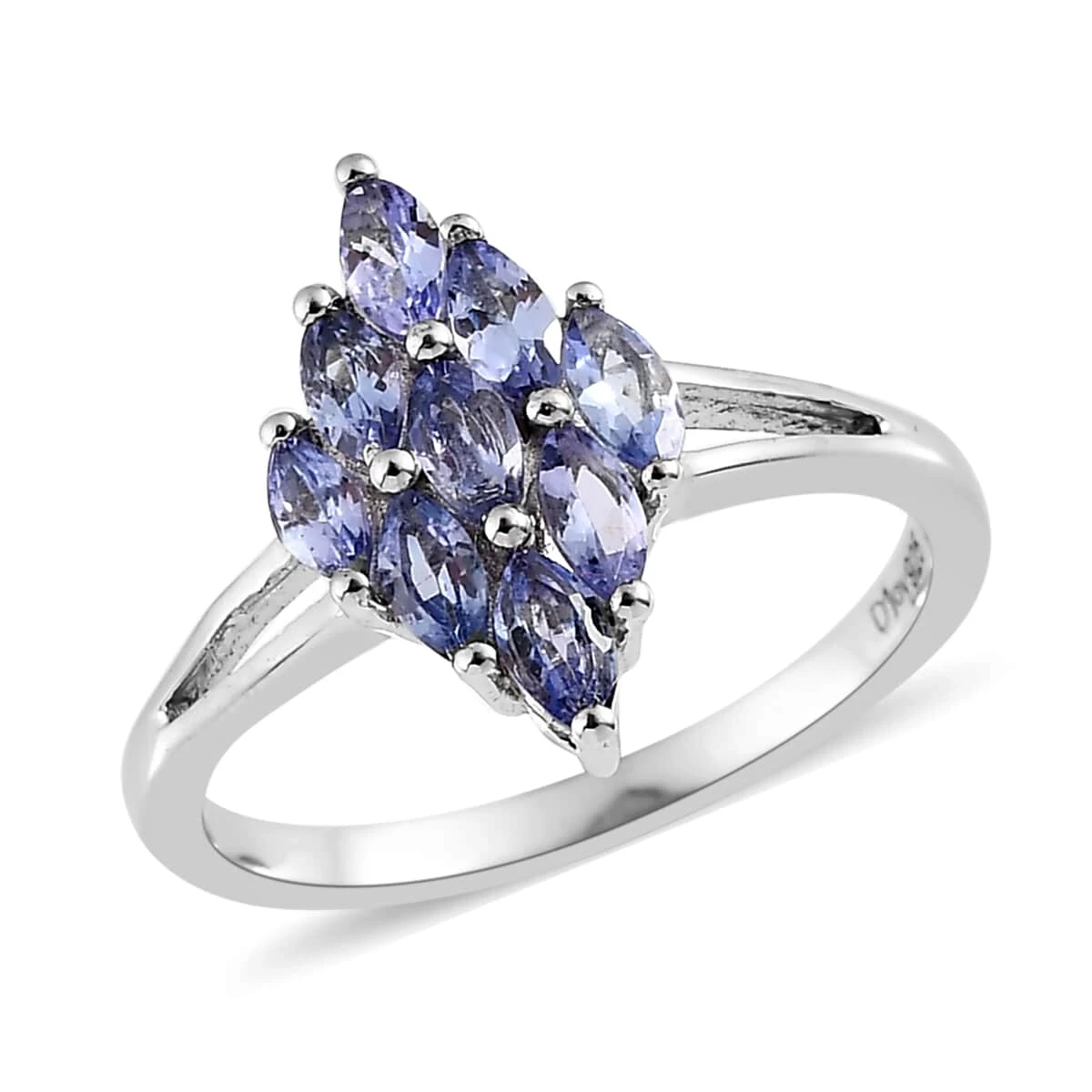 Tanzanite Cluster Ring And Pendant In Platinum Over Sterling Silver (Del. In 7-10 Days) 1.75 Ctw 6 Tanzanite Cluster Ring And Pendant In Platinum Over Sterling Silver (Del. In 7-10 Days) 1.75 Ctw - Image 4