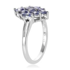 Tanzanite Cluster Ring And Pendant In Platinum Over Sterling Silver (Del. In 7-10 Days) 1.75 Ctw 13 Tanzanite Cluster Ring And Pendant In Platinum Over Sterling Silver (Del. In 7-10 Days) 1.75 Ctw -Jewelry store 4165737 4