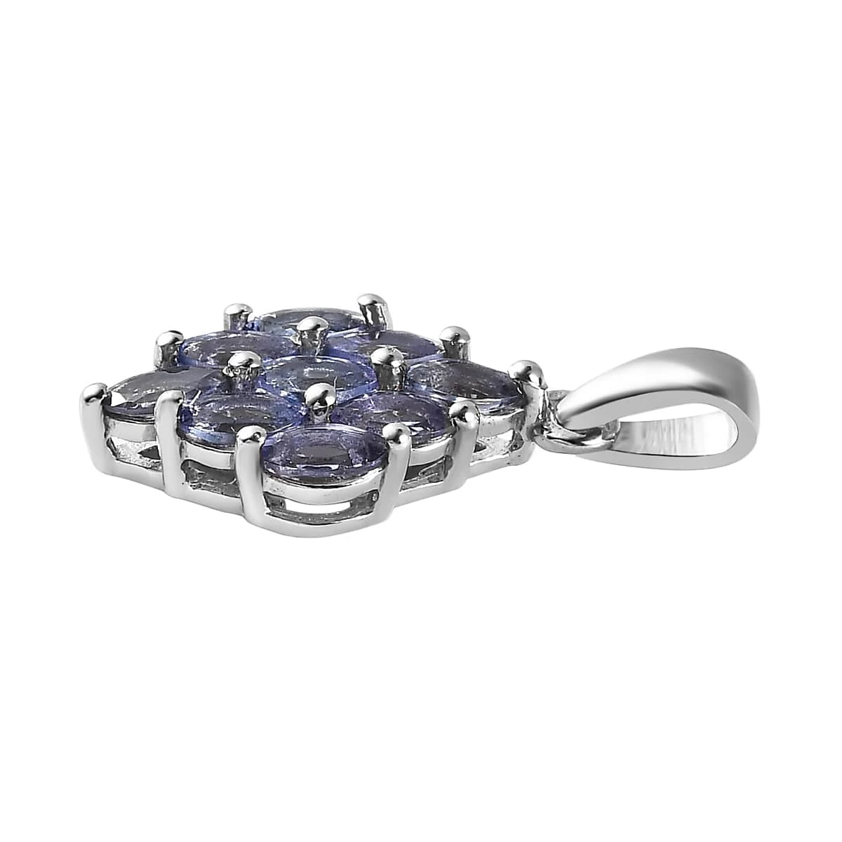 Tanzanite Cluster Ring And Pendant In Platinum Over Sterling Silver (Del. In 7-10 Days) 1.75 Ctw 9 Tanzanite Cluster Ring And Pendant In Platinum Over Sterling Silver (Del. In 7-10 Days) 1.75 Ctw - Image 7