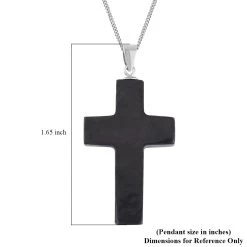 Shungite Cross Pendant Necklace 18 Inches In Rhodium Over Sterling Silver 17.50 Ctw -Jewelry store 4171869 4