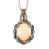 Premium Ethiopian Welo Opal, White And Champagne Zircon Pendant Necklace 20 Inches In Vermeil Rose Gold Over Sterling Silver 3.30 Ctw -Jewelry store 4172755