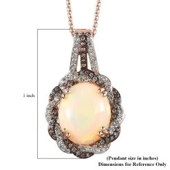 Premium Ethiopian Welo Opal, White And Champagne Zircon Pendant Necklace 20 Inches In Vermeil Rose Gold Over Sterling Silver 3.30 Ctw -Jewelry store 4172755 6