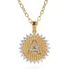 Moissanite Initial A Sun Medallion Coin Pendant With Cable Chain 20 Inches In Vermeil Yellow Gold Over Sterling Silver 1.40 Ctw 1 Moissanite Initial A Sun Medallion Coin Pendant With Cable Chain 20 Inches In Vermeil Yellow Gold Over Sterling Silver 1.40 Ctw -Jewelry store 4172900